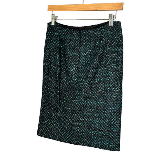 BETH Bowley Green Wool Boucle Pencil Skirt Size 2 - Picture 1 of 6